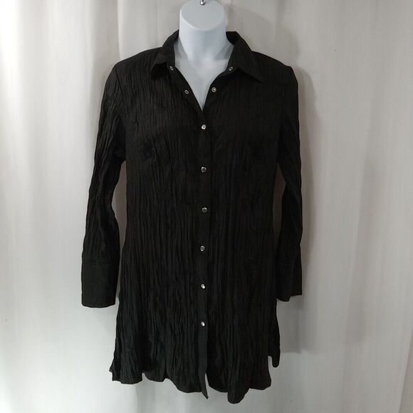 Ashley Stewart shirt Dress women's size 18 black button up - Picture 2 of 15